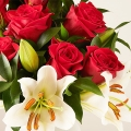 Love Note : Roses Rouges et Lys Blancs