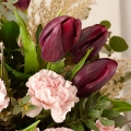 Fresh Inspiration: Purple Tulips and Pink Carnations