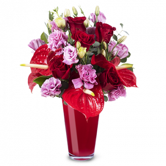 Amour véritable : Roses et Lisianthus