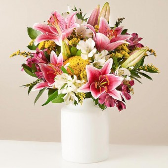 Mother's Happiness: Oriental Lilies and Alstroemerias
