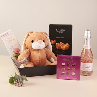 My Cutie: Sweet Selection, Mini Rosé Cava and Teddy Bear