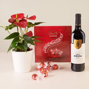 Red Hearts: Anthurium and Red Wine