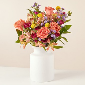  Lively Orchestra: Orange Roses and Alstroemerias