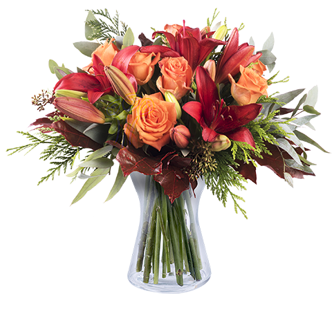 Esplendor Otoñal: Lirios y Rosas