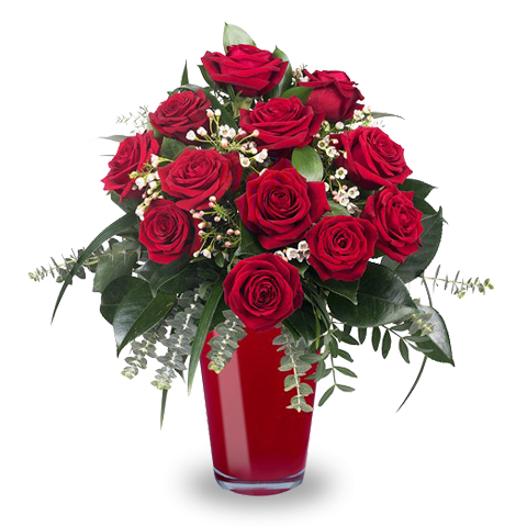 Mazzo Di Fiori Amore.Bouquet Di 12 Rose Rosse Con Consegna A Domicilio Floraqueen