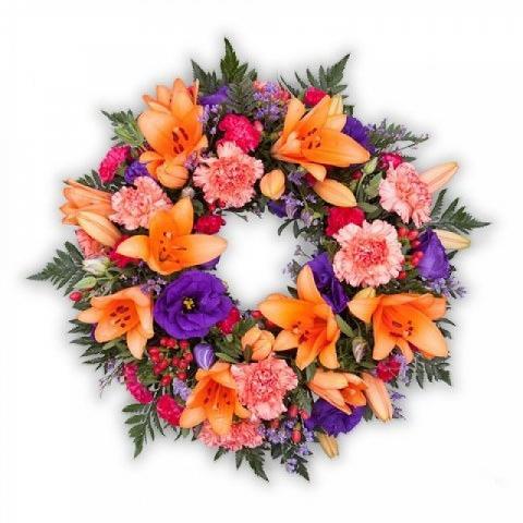 Deep Affection Wreath: Lilies and Carnations
