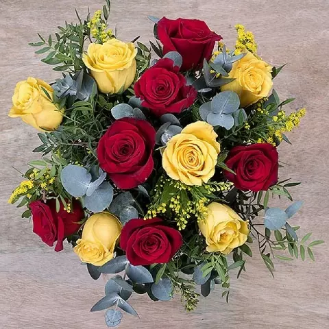 Flamenko: Gelbe und Rote Rosen