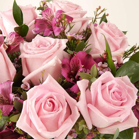 Pink Bubbles: Roses and Alstroemerias